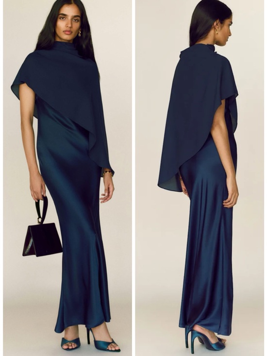 Reformation Dresses & Skirts - REFORMATION Lilibeth Silk navy Maxi Dress Gown SZ M